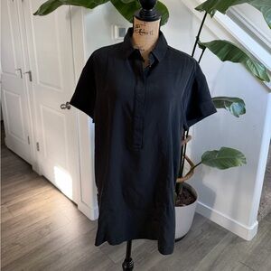 Athleta  Dress Black X-SMALL 100% Silk Short Sleeve Shift Tunic Pullover
